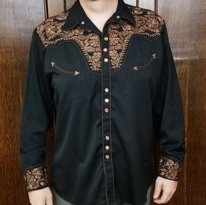 Scully Brand Rockabilly Western Wear Black Shirt